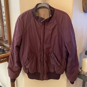 Vintage MEMBERS ONLY Reversible Maroon Beige Bomber Zipped Jacket Size 40 (S/M)